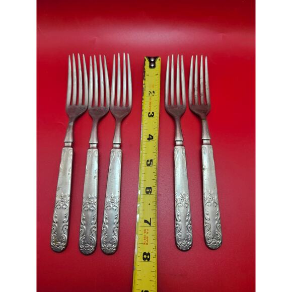 Panama Silver PAV1 Silverplate Forks Lot of 5 Vintage Ornate Scroll 7½” Flatware - Picture 2 of 7